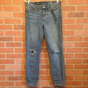 J Crew Toothpick Jeans light wash mid rise straight leg distressed size 28